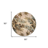 7' Round Wool Ivory Area Rug