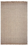 9'X12' Oatmeal Beige Hand Woven Herringbone With Braided Fringe Indoor Area Rug