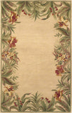 8'X10' Ivory Hand Tufted Bordered Tropical Plants Indoor Area Rug