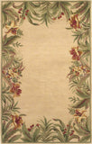 8'X10' Ivory Hand Tufted Bordered Tropical Plants Indoor Area Rug