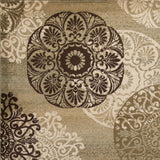 5'X8' Sage Green Machine Woven Floral Medallion Disk Indoor Area Rug