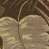 3' X 5' Mocha Leaves Wool Area Rug