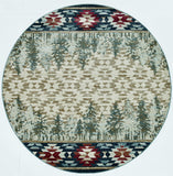 8' Ivory and Blue Abstract Area Rug