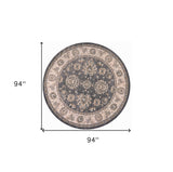 8' Blue And Green Round Geometric Area Rug