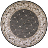 8' Round Polypropylene Grey Or Ivory Area Rug