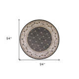 8' Round Polypropylene Grey Or Ivory Area Rug