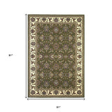 Green And Ivory Octagon Floral Vines Area Rug