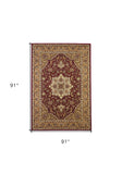 Green And Ivory Octagon Floral Vines Area Rug