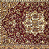 Red And Beige Octagon Medallion Area Rug