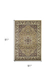 Red And Beige Octagon Medallion Area Rug