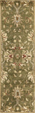 5' Round Emerald Green Floral Vine Wool Indoor Area Rug