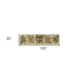 10' Ivory Hand Tufted Tropical Indoor Runner Rug