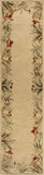 10' Ivory Hand Tufted Bordered Tropical Plants Indoor Runner Rug