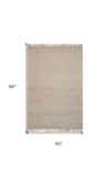 5' X 8' Natural Plain Wool Indoor Area Rug With Fringe
