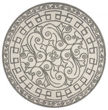 8' Ivory Grey Hand Woven Uv Treated Greek Key Medallion Round Indoor Outdoor Area Rug