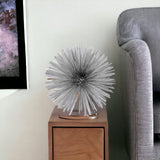 10" Silver Metal Spiky Sphere Tabletop Sculpture