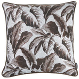 Brown Jacquard Tropical Leaf Decorative Throw Pillow Cover