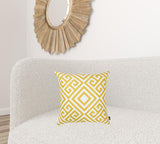 Yellow And White Printed Decorative Throw Pillow Cover