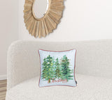 Christmas Tree Forrest Square Printed Decorative Throw Pillow Cover