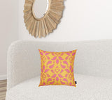 18"X18" Orange Ikat Decorative Throw Pillow Cover Printed