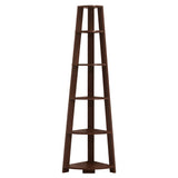71" Brown Wood Corner Bookcase