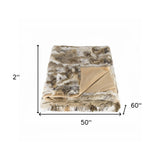 Tan Knitted Rabbit Fur Animal Print