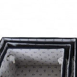 13.5" X 17" X 22.5" Blue Fabric Basket With Bow Decoration Set Of 5