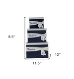 13.5" X 17" X 22.5" Blue Fabric Basket With Bow Decoration Set Of 5
