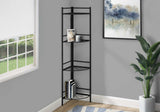 62" White Metal Corner Bookcase