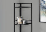 58" Black Metal Corner Bookcase