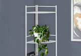 58" White Metal Corner Bookcase