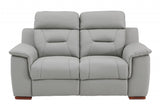 Three Piece Indoor Gray Genuine Leather Five Person Seating Set