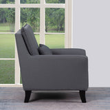 Two Piece Indoor Black Italian Leather Five Person Seating Set