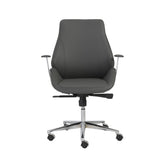 Gray Faux Leather Seat Swivel Adjustable Task Chair Leather Back Steel Frame