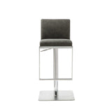 20" Gray And Silver Stainless Steel Bar Chair