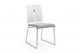 Set of Two Gray and Silver Upholstered Faux leather Parsons Chairs