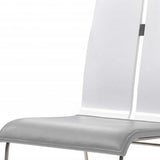 Set of Two Gray and Silver Upholstered Faux leather Parsons Chairs