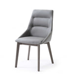 Set Of 2 Grey Faux Leather Dining Chairs