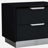 21" Black Two Drawers Nightstand