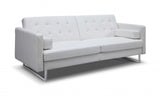 80" White Faux leather and Silver Sofa