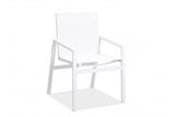 Set Of 4 Gray Stackable Aluminum Sling Arm Chairs