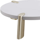 48" Gold And White Genuine Marble Round Coffee Table