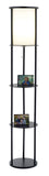 Black Wood Finish Floor Lamp With Circular Storage Shelves