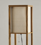 63" Solid Wood Column Floor Lamp With White Rectangular Shade