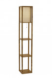 Floor Lamp With Natural Wood Finish Storage Shelves