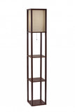 63" Brown Column Floor Lamp With Beige Square Shade