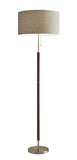 Antique Brass Metal And Walnut Wood Table Lamp