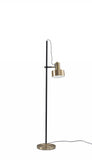 Retro Floor Lamp with Matte Black Pole and Adjustable Jumbo Antique Brass Metal Shade