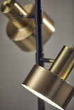 Retro Floor Lamp with Matte Black Pole and Adjustable Jumbo Antique Brass Metal Shade