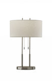 27" Silver Metal Bedside Table Lamp With White Shade